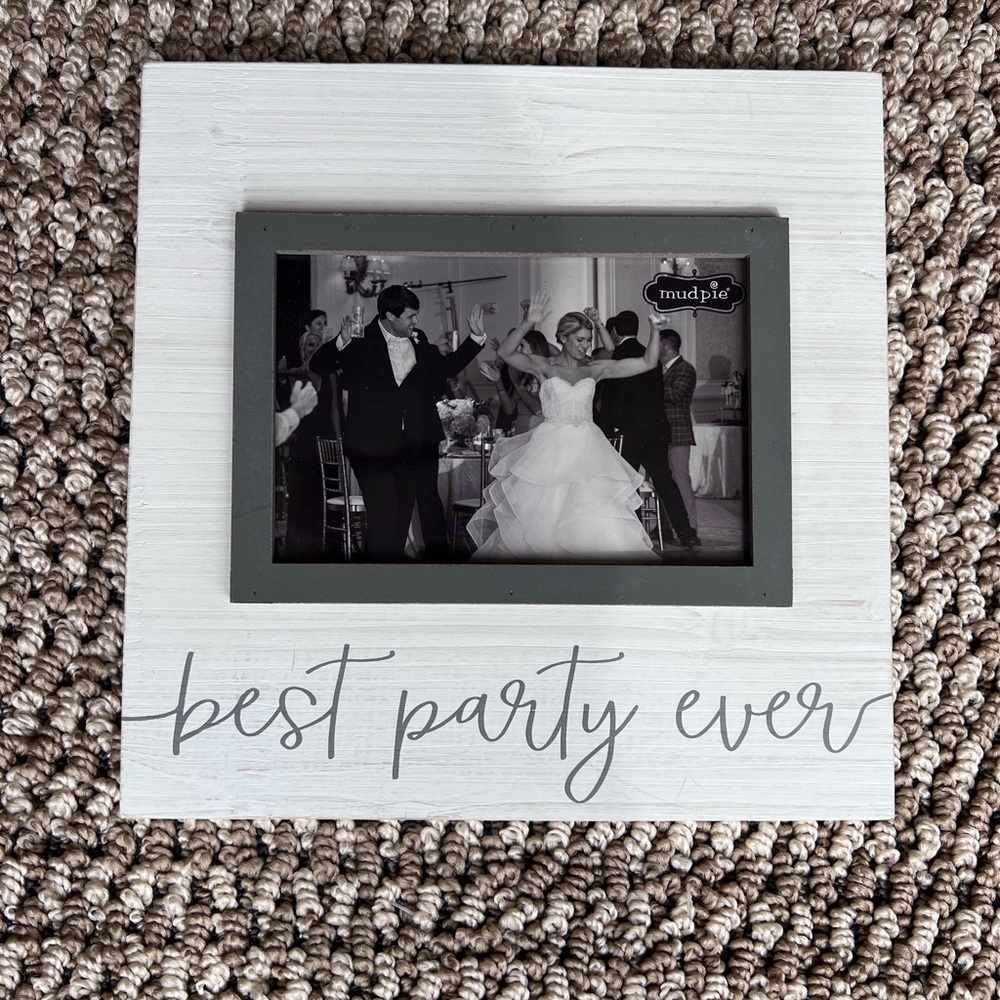Mud Pie Black and White Best Party Ever Frame